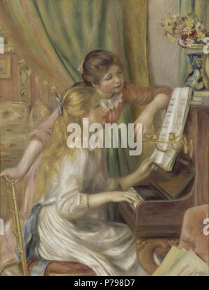 .  English: Jeunes filles au piano Young Girls at the Piano  1892 10 Auguste Renoir - Young Girls at the Piano - Stock Photo