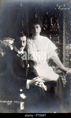 English: Grand Duke Kirill Vladimirovich of Russia and Princess Victoria Melita of Saxe-Coburg and Gotha . 1906 14 Cyril Vladimirovich and Victoria Melita Stock Photo