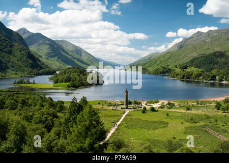 The Glenfinnan Monument at the head of Loch Shiel, Glenfinnan, Lochaber, Scotland. Stock Photo