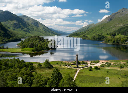 The Glenfinnan Monument at the head of Loch Shiel, Glenfinnan, Lochaber, Scotland. Stock Photo