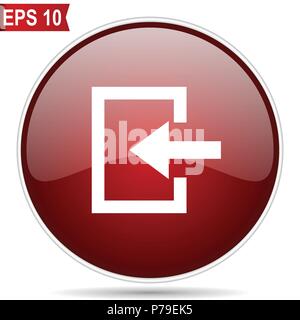 Enter cherry red glossy round web vector icon. Editable simple circle ...