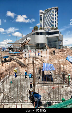 Thailand construction site. Thai building site. New Terminal 21 shopping mall under construction at Pattaya Thailand Southeast Asia Stock Photo