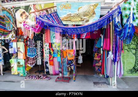 View of a typical souvenir store in La Fortuna, Costa Rica Stock Photo