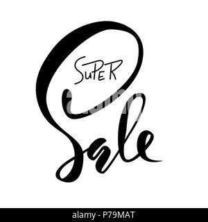 Super sale. Typography design template. Modern calligraphy. Vector illustration. Stock Vector