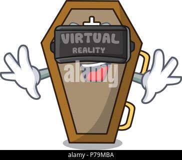 Virtual reality coffin mascot cartoon style Stock Vector