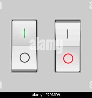Realistic toggle switch. on and off positions Stock Vector