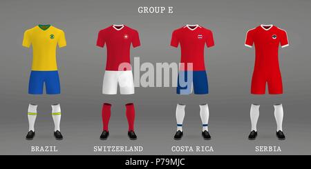 Set of football kit, shirt template for soccer jersey. Vector illustration Stock Vector