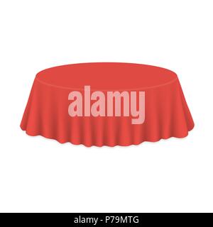 Empty round Tablecloth on table Isolated on white background Stock Vector