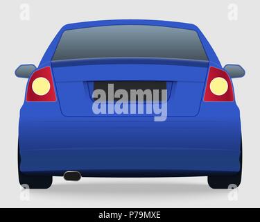 Blue hatchback car side view on a white background. Flat vector ...