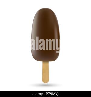 classic chocolate bitten popsicle ice cream isolated on white background Stock Vector