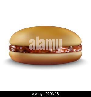 Realistic Hamburger. Classic Burger on white background Stock Vector