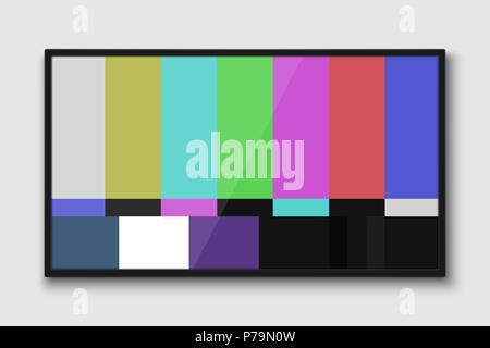 Realistic TV screen. Modern television lcd panel with no signal test Stock Vector