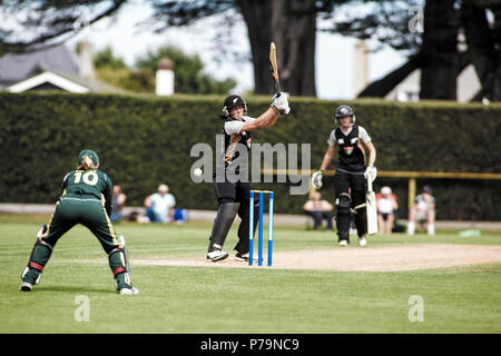 New Zealand versus Australia one day International women's cricket game in Queens Park, Invercargill, New Zealand Stock Photo