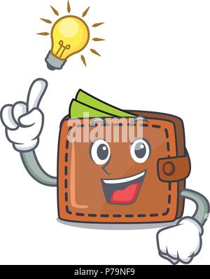 Have an idea wallet mascot cartoon style Stock Vector