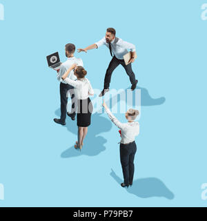 A man holding pc with sign security. Business, technology, internet, concept. Stock Photo