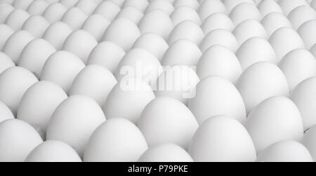 great  many white new-laid eggs, horizontal photo Stock Photo