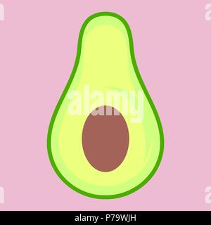 Avocado fruit cut in half in a simple minimalism vector style Stock Vector