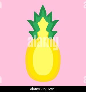 Pineapple fruit halved in a simple minimalism vector art style Stock Vector