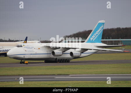 UR-82072, an Antonov An-124-100-150 Ruslan (Condor) cargo aircraft from the Antonov Design Bureau, at Prestwick Airport in Ayrshire. Stock Photo