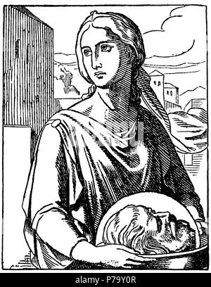Beheading of St. John the Baptist, Salome with the head of John the Baptist on a tray, Stock Photo