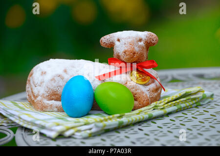 Easter lamb and Easter Eggs Stock Photo