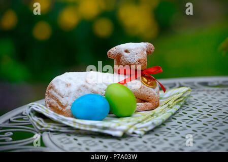 Easter lamb and Easter Eggs Stock Photo