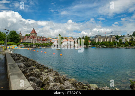 Lake Geneva, Ouchy,  Lausanne, Switzerland. Stock Photo