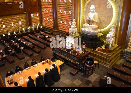 Buddhist monks ritual in Dafo Buddhist temple and monastery, Beijing road, Guangzhou, China