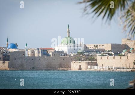 The Old city of Acco stock image. Acre, Israel, Middle East, December 2014. Ancient Acco stock image, Acre fortification sea port. Stock Photo