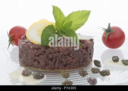 Simple seasoned meat tartare Stock Photo