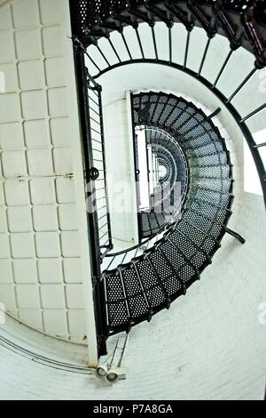 A view of the spiral staircase inside the St. Augustine Lighthouse Stock Photo