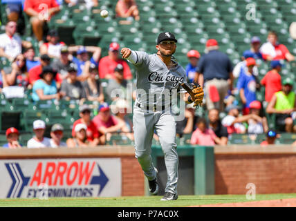 Jul 01, 2018: Chicago White Sox second baseman Yolmer Sanchez #5 makes a play to first base for an out during an MLB game between the Chicago White Sox and the Texas Rangers at Globe Life Park in Arlington, TX Chicago defeated Texas 10-5 Albert Pena/CSM Stock Photo