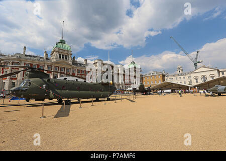 London, UK . 5th July 2018. RAF100 Aircraft Tour London, Horse Guards, Whitehall, Westminster, London, UK, 05 July 2018, Photo by Richard Goldschmidt, To celebrate the Centenary of the Royal Air force The RAF100 Aircraft Tour is a public display of iconic RAF aircraft in city locations around the country. Credit: Rich Gold/Alamy Live News Stock Photo