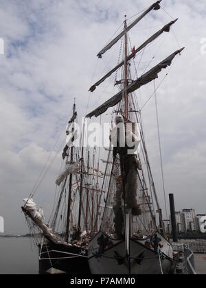 Greenwich, London, UK. 5th July, 2018. Tall ships Festival kicks off in Greenwich, London Credit: Nastia M/Alamy Live News Stock Photo