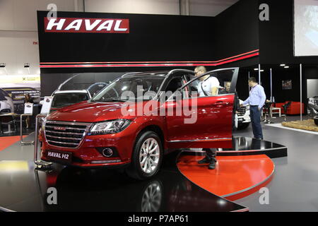 Beijing, Bulgaria. 14th Oct, 2017. An SUV of Chinese automaker Great Wall Motors is on display during an auto show in Sofia, Bulgaria, on Oct. 14, 2017. TO GO WITH Xinhua Headlines: China to deliver stronger message for free trade as Premier Li visits Europe. Credit: Zhan Xiaoyi/Xinhua/Alamy Live News Stock Photo