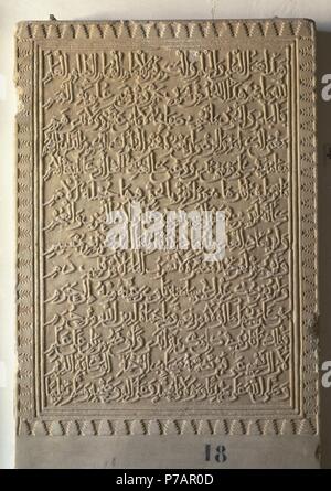 Muhammed II al-Faqih (1234-1302) Second Nasrid ruler of the Emirate of Granada in Al-Andalus. Sepulchral stele. La Rauda cementery, Alhambra. Alhambra Museum. Granada. Andalusia. Spain. Stock Photo