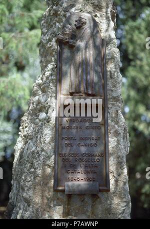 Jacint Verdaguer (1845-1902). Catalan poet. Figure of the Renaixenca, a national revival movement of the late Romantic era. Monument. Perpinya. France. Stock Photo