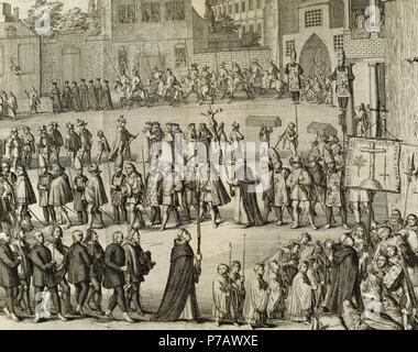 An auto-da-fe, or act of faith, of the Spanish Inquisition held in the ...