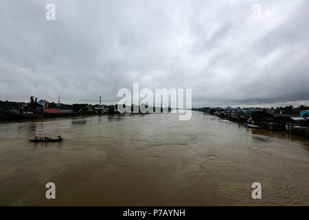 Rain over the Surma River, Sylhet, Bangladesh Stock Photo