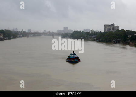 Rain over the Surma River, Sylhet, Bangladesh Stock Photo