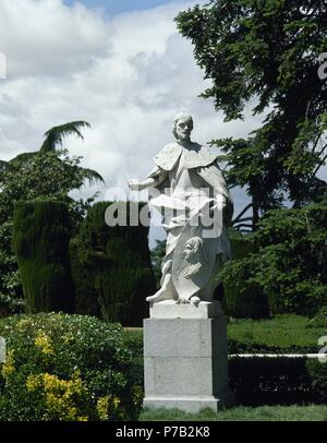 Ferdinand III of Castile (1201-1252), called the Saint. King of Castile (1217-1252) and Leon (1230-1252). Sculpture by Giovanni Domenico Olivieri (1706-1762), 1753. Sabatini Gardens. Madrid. Spain. Stock Photo