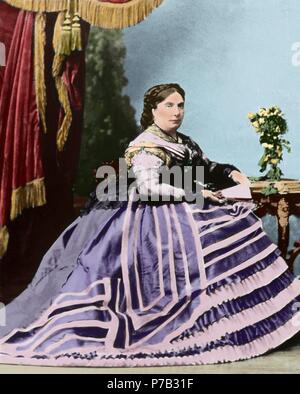 Isabella II of Spain (1830-1904). Queen of Spain. Photography. Colored. Stock Photo