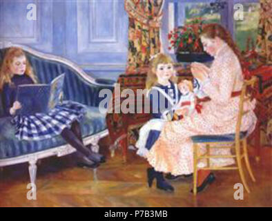 Work by Pierre-Auguste Renoir . before 1919 68 Renoir - children-s-afternoon-at-wargemont-marguerite-1884.jpg!PinterestLarge Stock Photo