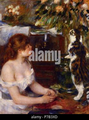 Work by Pierre-Auguste Renoir . before 1919 69 Renoir - girl-and-cat-1882.jpg!PinterestLarge Stock Photo