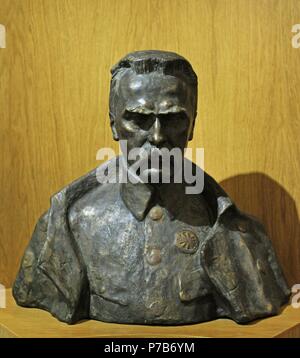 Jozef Pilzudski (1867-1935). Polish statesman. Chief of State of the Second Republic of Poland. Bust. Historical Museum. Gdansk. Poland. Stock Photo