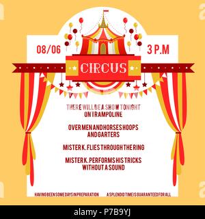 Yellow circus poster Stock Vector
