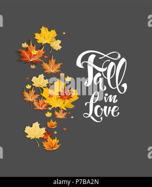 Fall leaves on dark background Stock Vector
