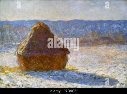 .  Français : Meule, effet de neige, le matin  1891 166 Monet grainstack-in-the-morning-snow-effect-1891 W1280 Stock Photo