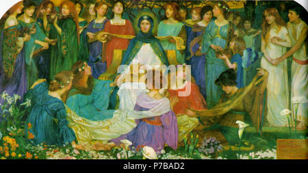 English: Circle-wise sit they // Byam Shaw's title identifies his painting as an illustration of Dante Gabriel Rossetti's poem, 'The Blessed Damozel') . 2008 (upload date) 47 John Liston Byam Shaw Maidens Stock Photo