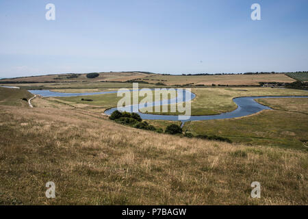 Uk Rivers Coasts Cuckmere River estuary, meandering river, tidal river, river estuary in ...